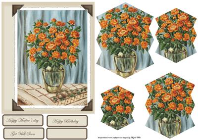 Oil Painted Orange Flowers Card Front