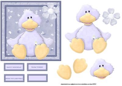 Happy Duck Card Front with Decoupage