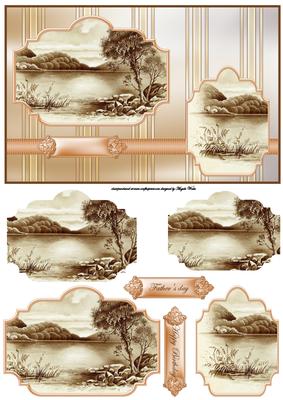Lake Views Card Front with Toppers and Sentiment Tags