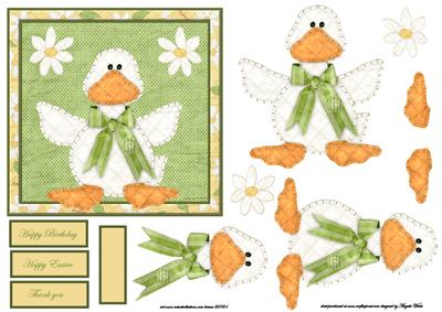Waddle Duck Card Front with Decoupage and Sentiment Tags