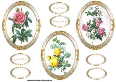 Vintage Framed Floral Toppers with Sentiment Tags