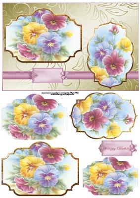 Pansy Card Front with Panel Toppers
