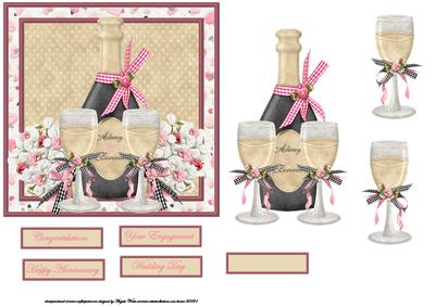 Anniversary, Engagement, Wedding Card Front with Decoupage