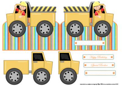 Motor Way Road Works Truck Shaped Over Edge Card