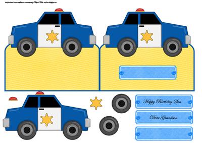 Police Car Over the Edge Shaped Card