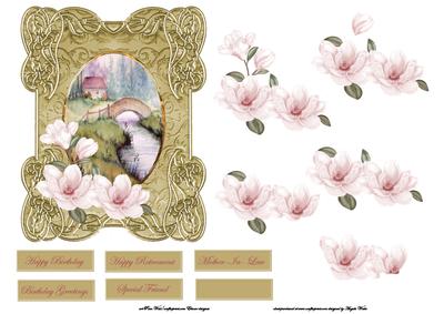 Spring River with Camelia Decoupage