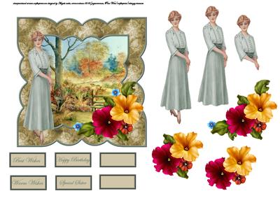 Autumn Walk Card Front with Decoupage