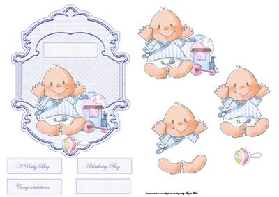 Baby Boy with Toys Card Front and Decoupage