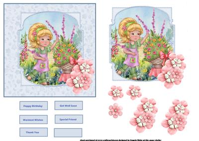 Flower Girl in the Garden, Card Front with Topper