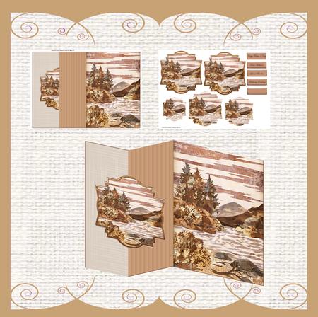 Wood Art River Scene No Hole Fold Back Card Mini Kit