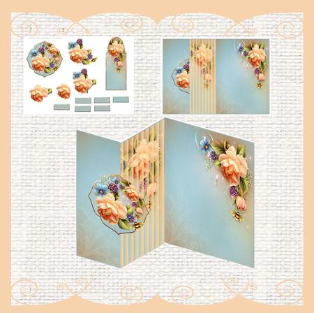 English Rose No Hole Fold Back Card Mini Kit