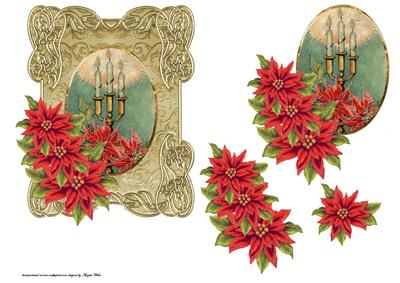 Candles and Poinsettias Ornate Card Topper
