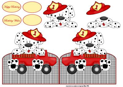 Fireman Dog Over the Edge Cut and Fold Card