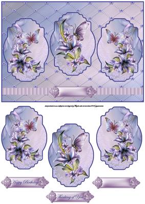 Lilies and Butterfly Panel Card Front