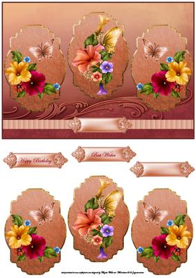 Petunia Floral Panel Card with Toppers
