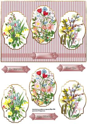Wild Flower Panel Card with Toppers and Sentiment Tags