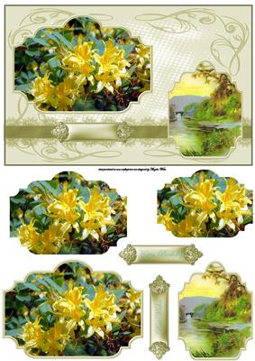 Yellow Flowers Panel Card with Toppers and Pyramid Layers