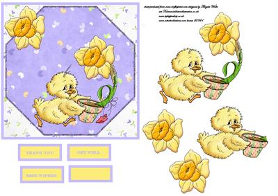Daffodil for You Card Front with Decoupage