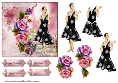 A Garden in Summer with Rose's and Vintage Lady