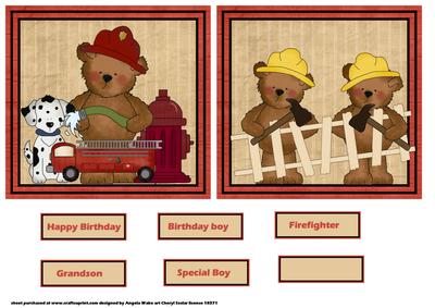 Teddy Bear Fireman Toppers