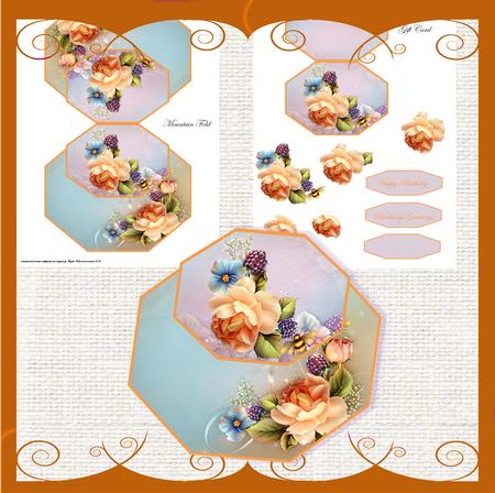 English Rose Octagon Shaped Card Mini Kit