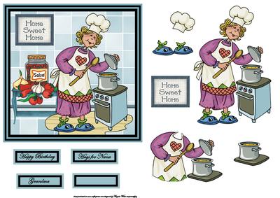 Granny is Cooking Broth, Yummy! Card Front