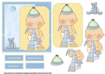 Baby Boy with His Teddy Bear Card Front