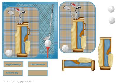 Golf Bag Card Front with Topper and Decoupage