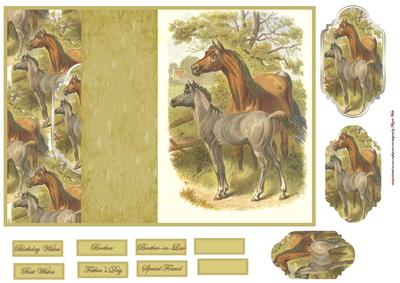 Horse and Foal Small No Hole Fold Back Card
