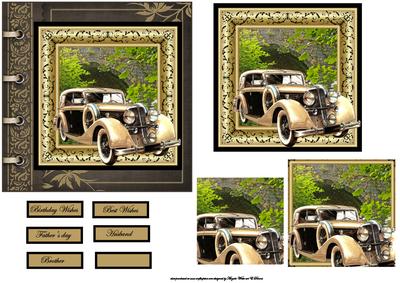 Vintage Car Card Front with a Topper and Pyramid Layers