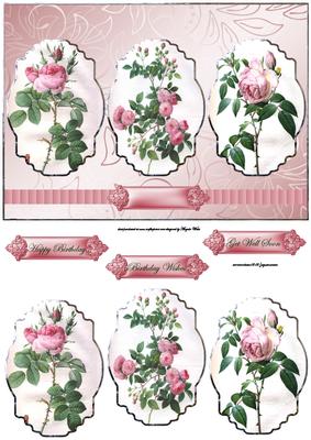 Rose Panel Card Front with Toppers