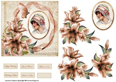 Vintage Beauty in Cameo with White and Pink Victorian Hat
