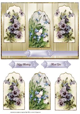 Pansy and Wildflowers Panel Card with Toppers