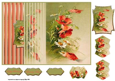 Poppy No Hole Fold Back Card with Topper and Pyramid Layers