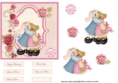 Furry Friends Forever Card Front with Decoupage