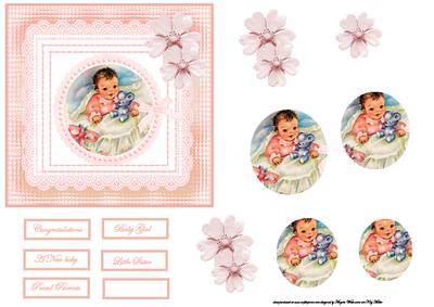 Vintage Baby Girl Card Front