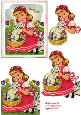 Bunny in the Basket with Easter Eggs