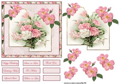 Carnation Card Front with Topper and Decoupage