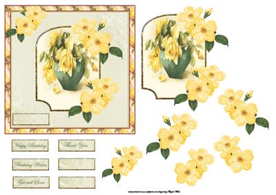 Yellow Rose Card Front with Topper and Decoupage