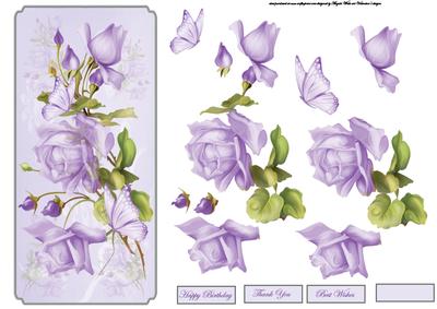 Lilac Rose Dl Card with Decoupage