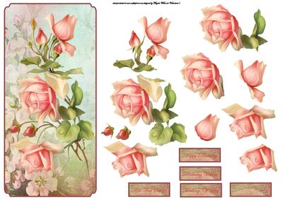 Vintage Rose Dl Card Front with Decoupage