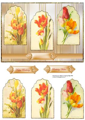 Open Tulips Panel Card with Toppers