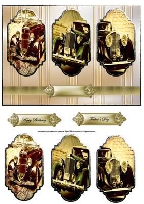 Vintage Car Panel Card Front with Toppers