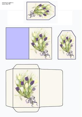 Tulips Spray Gift Card, Envelope and Gift Tags