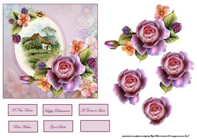 Country Home Card Front with Decoupage