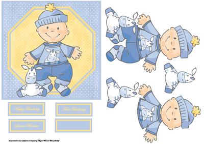 Baby Boy with His Donkey Toy Card Front