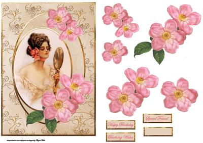 Looking in the Mirror Card Front with Decoupage