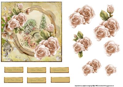 River Scene Card Front with Decoupage and Sentiment Tags