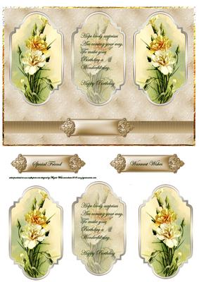 Yellow Carnations Panel Card with Verse and Toppers