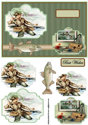 Fishing Day Card Front with Toppers